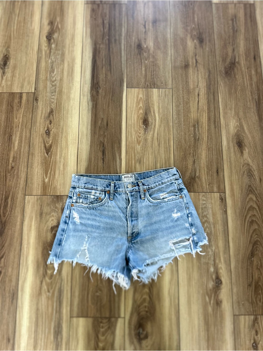 Agolde womens Light Wash distressed Denim Shorts size 26